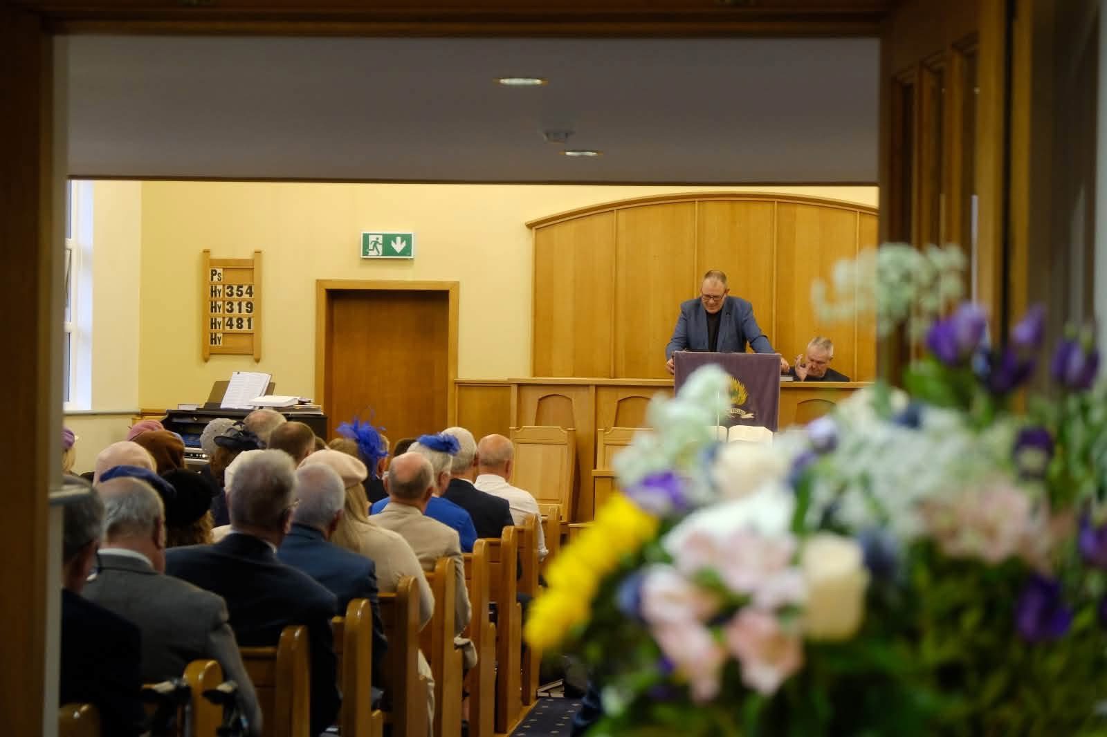 The congregation gathered for worship