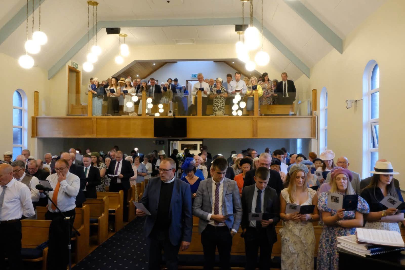 The congregation gathered for worship